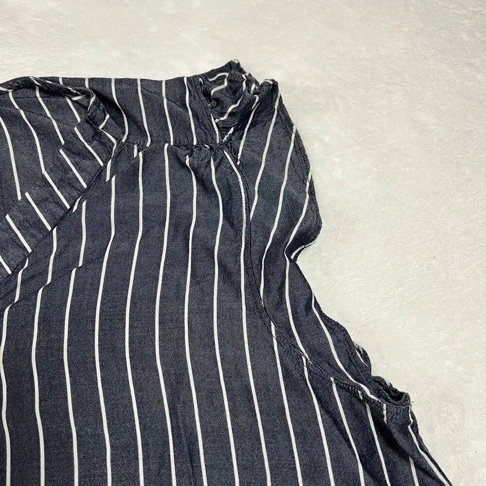 Old Navy V-Neck Stripe Cap Sleeve Blouse Size XXL Coastal Nautical Casual Party - Picture 6 of 11